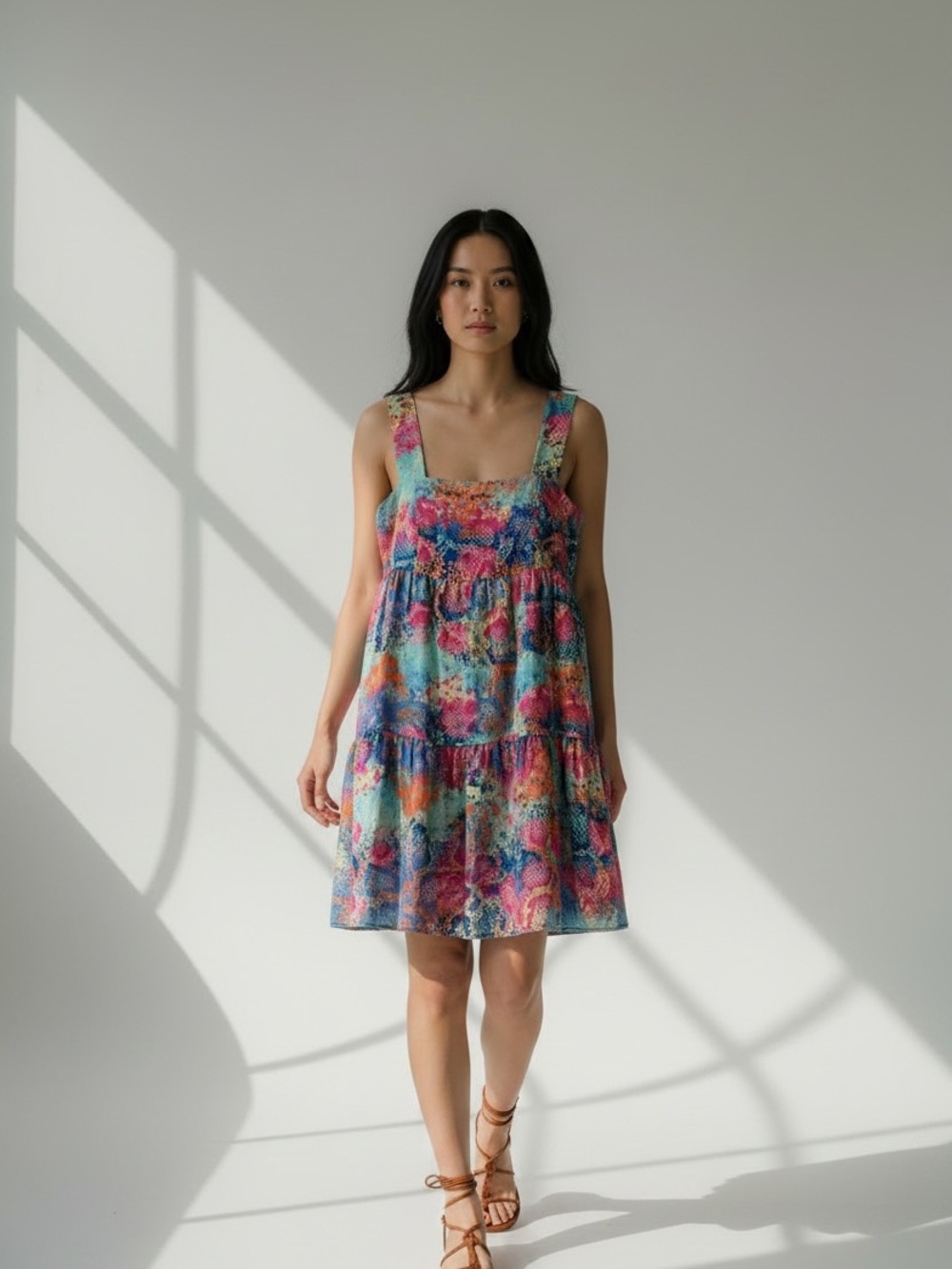 The Impeccable Pig Colorful Floral Tiered Sundress